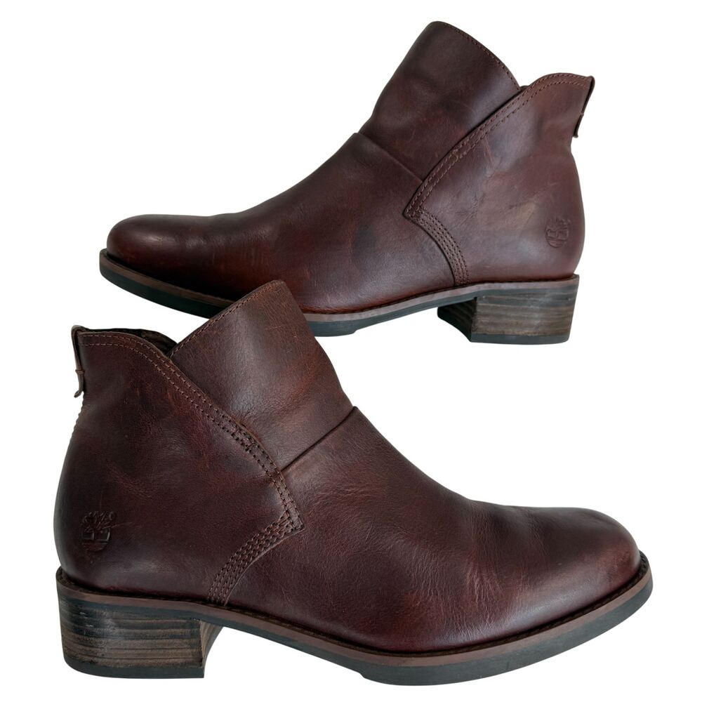 Timberland Beckwith Side-Zip Chelsea Ankle Boots Brown Leather Women's Size 7.5